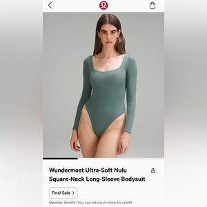 Lululemon Wundermost square neck body suit